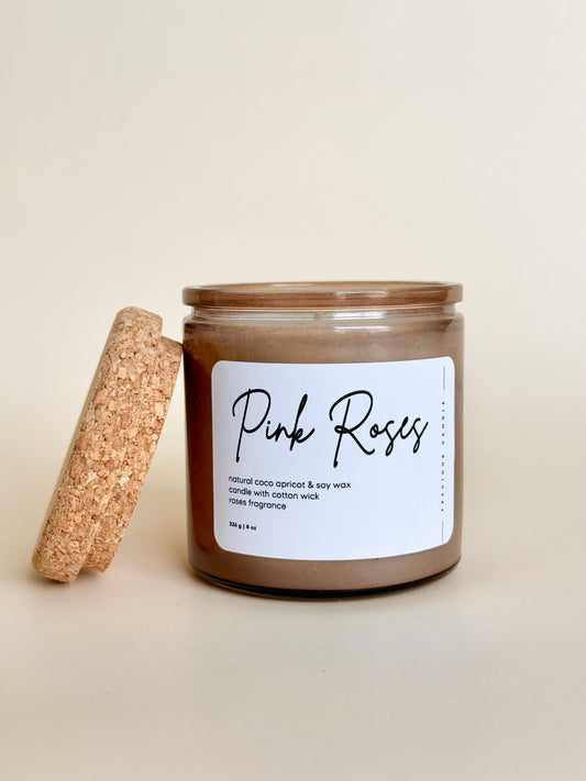 Pink Roses Candle | Rose Petals Scented Soy Wax